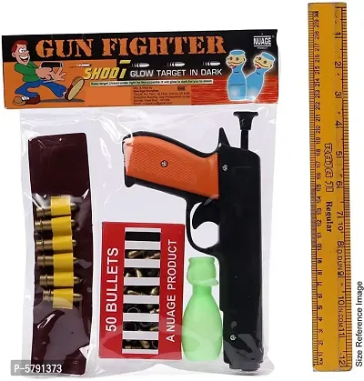 Gun Fighter - Gun, 50 Bullets, Wrist Bullet Holder with 6 Long Bullets & Glow in Dark Target Practice for Kids-thumb3