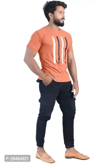 BUY IN BUDGET Men's Polo Matic Short Sleeve Regular Fit T-Shirt (M, Peach)-thumb2