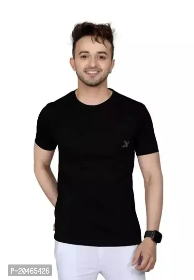 BUY IN BUDGET Men's Regular Fit T-Shirt Round Neck/Short Sleeve (M, Black)-thumb0