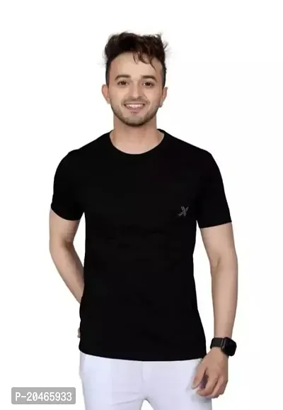 BUY IN BUDGET Men's Regular Fit T-Shirt Round Neck/Short Sleeve (XL, Black)