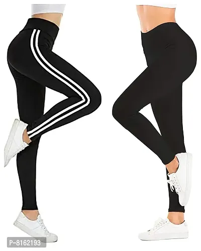 FITG18? Women Yoga Track Pants | Stretchable Sports Tights | Track Pants for Women | Stretchable Sports Tights Track Pant (Pack of 2-Free Size 28-34 Inch)-thumb0