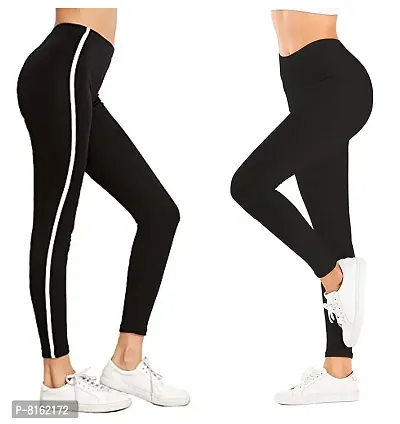 Buy FITG18 Gym wear Leggings Ankle Length Free Size Combo Workout Trousers, Stretchable Striped Jeggings