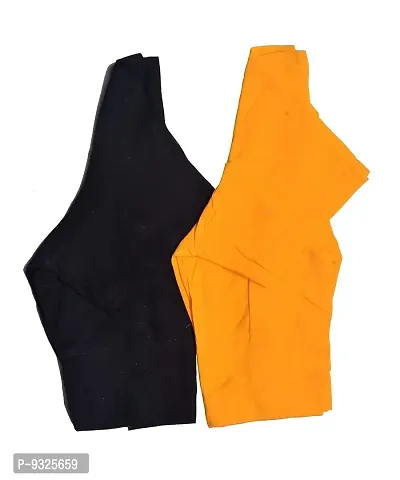 PLAIN ROUND NECK 2 PICE 2BY2 BLOUSE COMBO PACK BLACK YELLOW (34)-thumb2