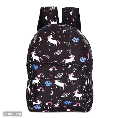 Solid Attire Polyester Printed Waterproof Backpack | School Bag | College Bag | Casual Backpack For Boys and Girls (Black)-thumb0