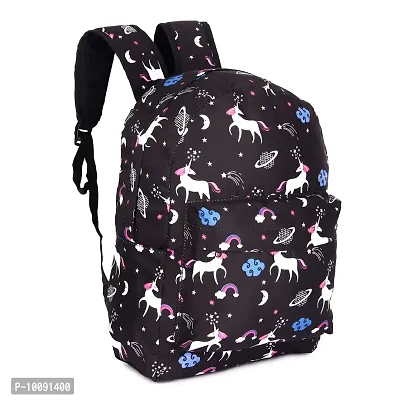 Solid Attire Polyester Printed Waterproof Backpack | School Bag | College Bag | Casual Backpack For Boys and Girls (Black)-thumb2