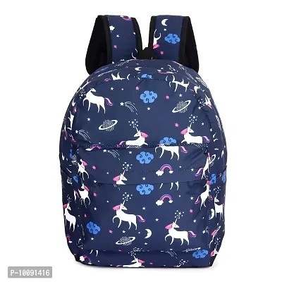 Solid Attire Polyester Printed Waterproof Backpack | School Bag | College Bag | Casual Backpack For Boys and Girls (Navy Blue)