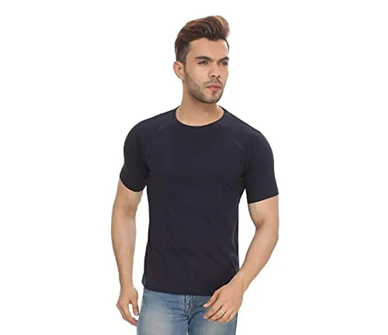 Bishan Clothing Solid Round Neck Plain Men's and Women's T-Shirt (Black, X-Large)