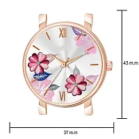 KIROH Analogue Flowered Dial Designer Leather Strap Watch for Girl's and Women Pack of 1,2 and 3 Combo Women's and Girl's Watches (Pink)-thumb2