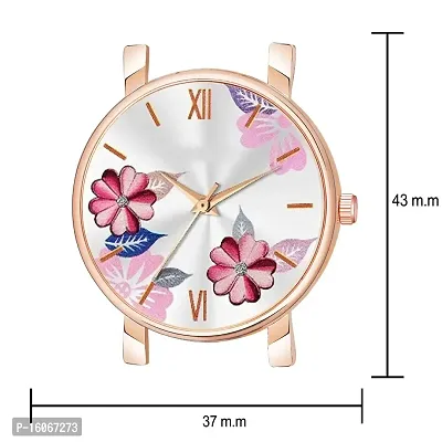 KIROH Analogue Flowered Dial Designer Leather Strap Watch for Girl's and Women Pack of 1,2 and 3 Combo Women's and Girl's Watches (Pink)-thumb3
