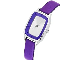 KIROH Analogue Squire Dial Designer Leather Strap Watch for Girl's and Women (Purple)-thumb1