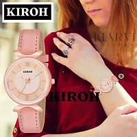 KIROH Analog New Antique Designer Dial Stylish Premium Leather Strap Watch for Girls and Women(Peach)-thumb3