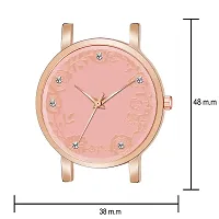 KIROH Analogue Dimond Designer Leather Strap Watch for Girl's and Women (Pink) (Peach)-thumb2