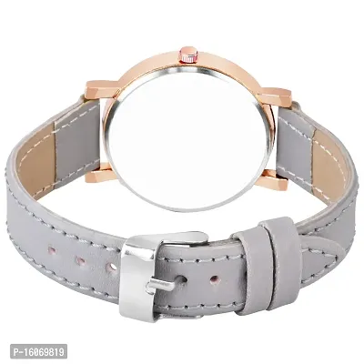 KIROH Analog Round Dial Designer Premium Leather Strap Analog Watch for Girls  Women(Gry-BRWN)-thumb2