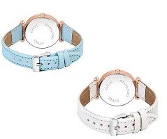 KIROH Analogue Queen Dial Pack of 2 Combo Leather Strap Watch for Girl's and Women's (Sky Blue-White)-thumb2