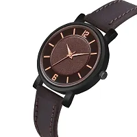 KIROH Analogue Round Dial Stylish Premium Leather Strap Watch for Girls and Women (Pack of -2,Black-Maroon)-thumb3