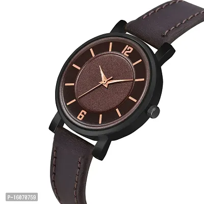 KIROH Analogue Round Dial Stylish Premium Leather Strap Watch for Girls and Women (Pack of -2,Black-Maroon)-thumb4
