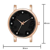 KIROH Analogue Dimond Designer Leather Strap Watch for Girl's and Women (Pink) (Black)-thumb2