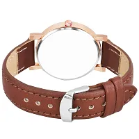 KIROH Analogue Antique Dial Designer Leather Strap Watch for Girl's and Women (Peach-Brown)-thumb3