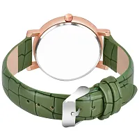 KIROH Analogue Round Dial Dual Flower Premium Leather Strap Watch for Girls and Women (Pack of -2, Green-Pink)-thumb1