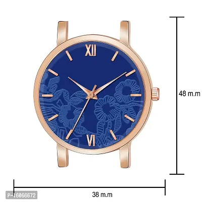 KIROH Analogue Roman Digit Dial Unique Designer Leather Strap Watch for Girl's and Women (Blue)-thumb3