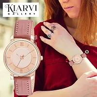 KIARVI GALLERY Analogue 6 to 12 Antique Dial Designer Leather Strap Women's and Girl's Watch (Peach)-thumb4