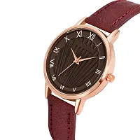 KIROH Analogue Roman Digit Dial Leather Strap Watch for Girl's and Women (Brown)-thumb1