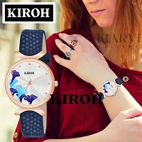 KIROH Analogue Unique Multi Flower Dial Designer Leather Strap Women's and Girl's Watch (Blue)-thumb4