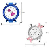 KIROH Analogue Flower Dial Magnetic and White Dial Butterfly Pu Strap Combo Girl's and Women's Watch (Blue-Pink-Pink)-thumb2