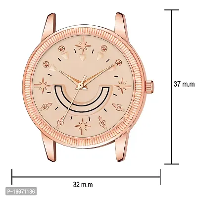 KIROH Analogue Smiley Rose Gold Dial Magnetic Metal Strap Watch for Girl's and Women (Rose Gold-Peach)-thumb3