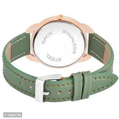 KIROH Analogue Copper Diamond Designer Queen Dial Leather Strap Watch for Girls and Women(Green)-thumb3