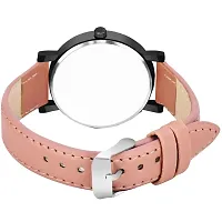 KIROH Analogue Round Dial Stylish Premium Leather Strap Watch for Girls and Women (Pack of -2, Black-Peach)-thumb4