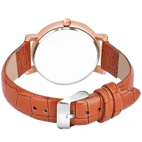 KIROH Analogue Round Dial Dual Flower Premium Leather Strap Watch for Girls and Women (Pack of -2, Peach-Brown)-thumb2