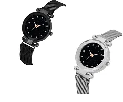 KIROH Analogue Women's Watch(Black Dial black and Silver Colored Strap) (Pack of 2)-KRH-0053-thumb1