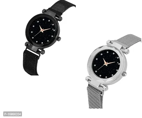 KIROH Analogue Women's Watch(Black Dial black and Silver Colored Strap) (Pack of 2)-KRH-0053-thumb2