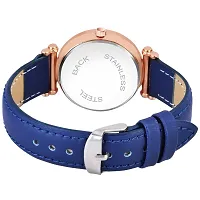 KIROH Analogue Unique Flower Dial Designer Leather Strap Women's and Girl's Watch (Blue)-thumb2