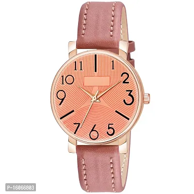 KIROH Analogue Antique Digit Dial Leather Strap Watch for Girl's and Women (Peach)