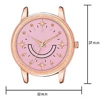 KIROH Analogue Smiley Pink Dial Magnetic Metal Strap Watch for Girl's and Women (Rose Gold-Pink)-thumb2