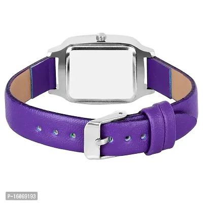 KIROH Analogue Squire Dial Designer Leather Strap Watch for Girl's and Women (Purple)-thumb4