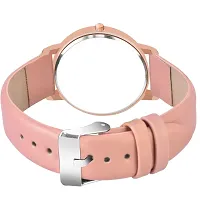 KIROH Analogue Round Dial Stylish 4 Point Premium Leather Strap Watch for Girls and Women (Pack of -2, Peach - Green)-thumb1