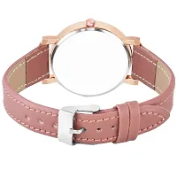 KIROH Analogue Round Dial Dual Flower Premium Leather Strap Watch for Girls and Women (Pack of -2, Peach-Pink)-thumb1