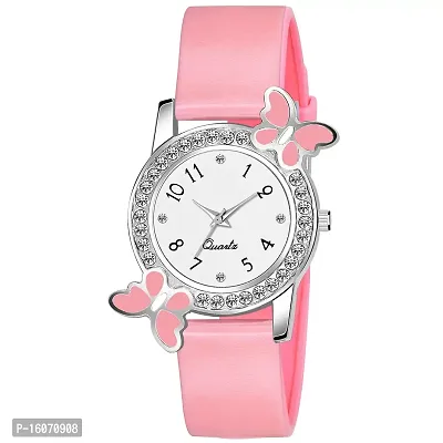 KIARVI GALLERY KIARVI GALLERY Analogue Butterfly Diamond Studded Girl's  Women's Watch(Pink)