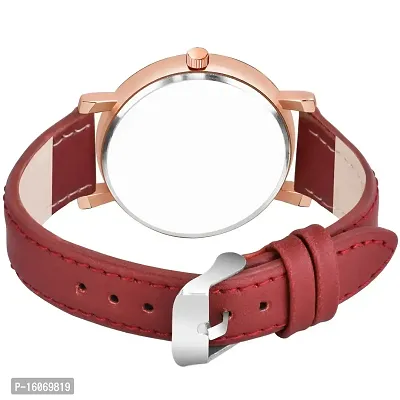 KIROH Analog Round Dial Designer Premium Leather Strap Analog Watch for Girls  Women(Gry-BRWN)-thumb3