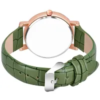 KIROH Analogue Round Dial Dual Flower Premium Leather Strap Watch for Girls and Women (Pack of -2, Green-Green)-thumb1