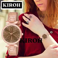 KIROH Analogue Brown Full Flower Dial Unique Designer Leather Strap Women's and Girl's Watch (Brown)-thumb3