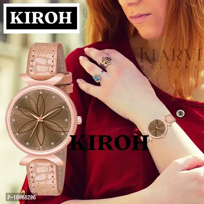 KIROH Analogue Brown Full Flower Dial Unique Designer Leather Strap Women's and Girl's Watch (Brown)-thumb4