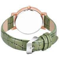 KIROH Analog Multi Flower Dial Stylish Premium Leather Strap Watch for Girls and Women(Green)-thumb3