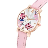 KIROH Analogue Flowered Dial Designer Leather Strap Watch for Girl's and Women Pack of 1,2 and 3 Combo Women's and Girl's Watches (Pink)-thumb1