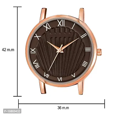 KIROH Analogue Roman Digit Dial Leather Strap Watch for Girl's and Women (Brown)-thumb3