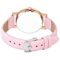 KIROH Analogue Dimond Designer Leather Strap Watch for Girl's and Women (Pink) (Pink)-thumb3