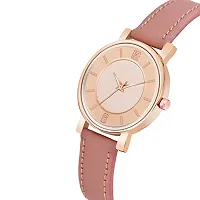 KIARVI GALLERY Analogue 6 to 12 Antique Dial Designer Leather Strap Women's and Girl's Watch (Peach)-thumb1